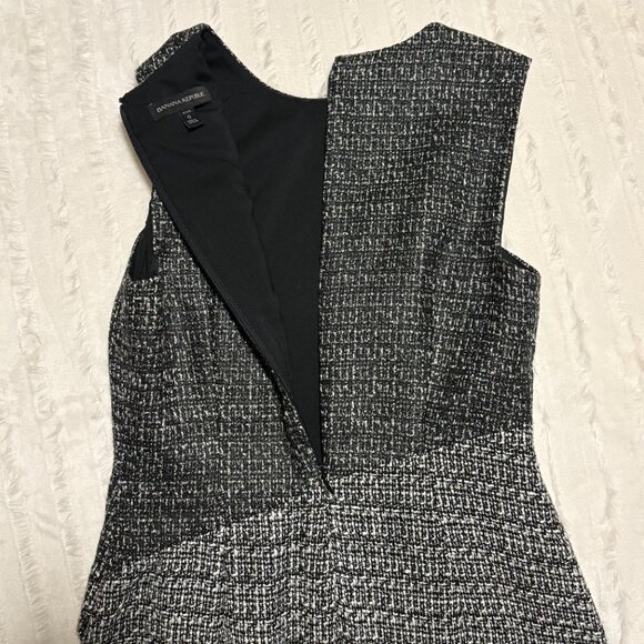 Banana Republic Tweed Sheath Sleeveless Dress Career Work Black White Size 6P - Picture 7 of 11